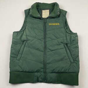 Oregon Ducks Puffer Vest Men’s M Green Full Zip Sleeveless Zip Pockets